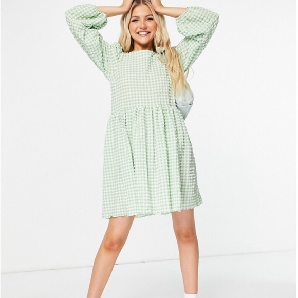 ASOS Dresses & Skirts - Asos green plaid plaid  dress Large !